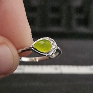 Bomb Party Lab Created Peridot, Rhodium Plating Size 9 Ring